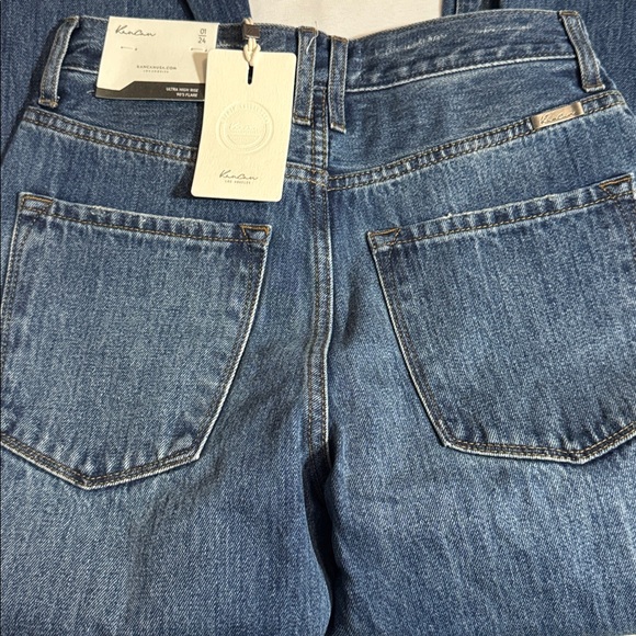 Kancan Ariena Ultra High Rise 90's Flare Jeans Distressed Button Fly NWT - Picture 7 of 8